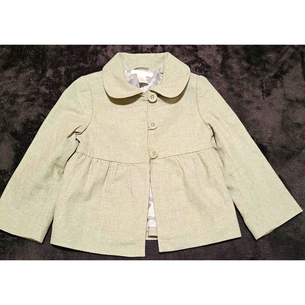 Janie and Jack Girls Gray Wool Blend Button Front Lined Peplum Coat 2T